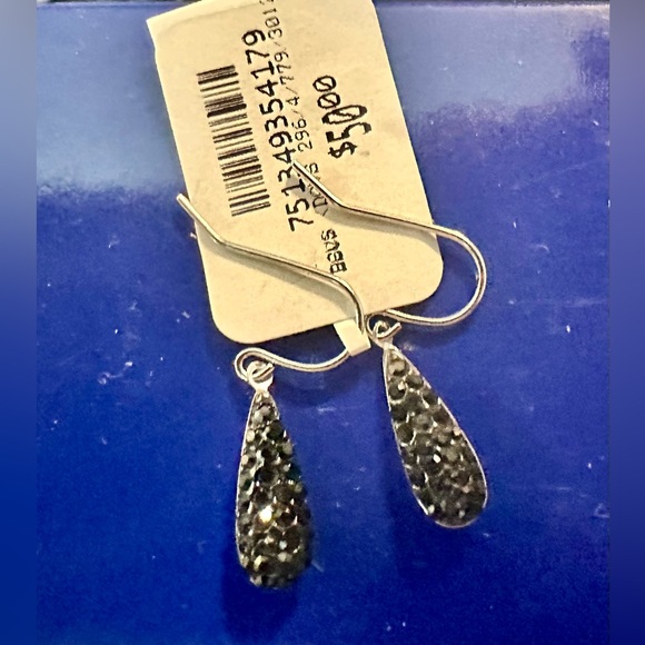 NWT Pave Crystal Teardrop Earrings in Sterling Silver. Available in Black - Picture 3 of 3